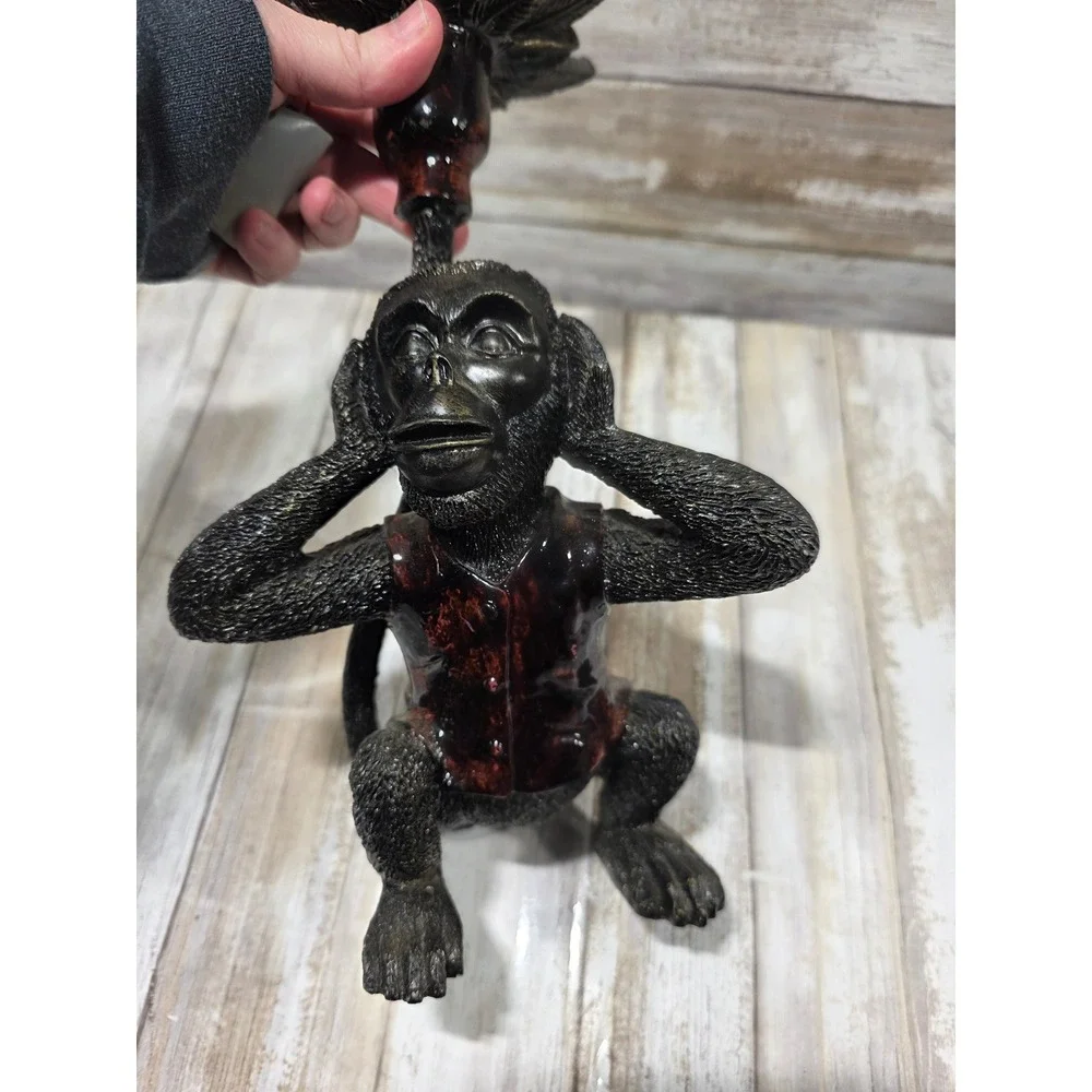 Monkey Candle Holder See No Evil‎ Figurine Statue Rustic Home Decor MCM